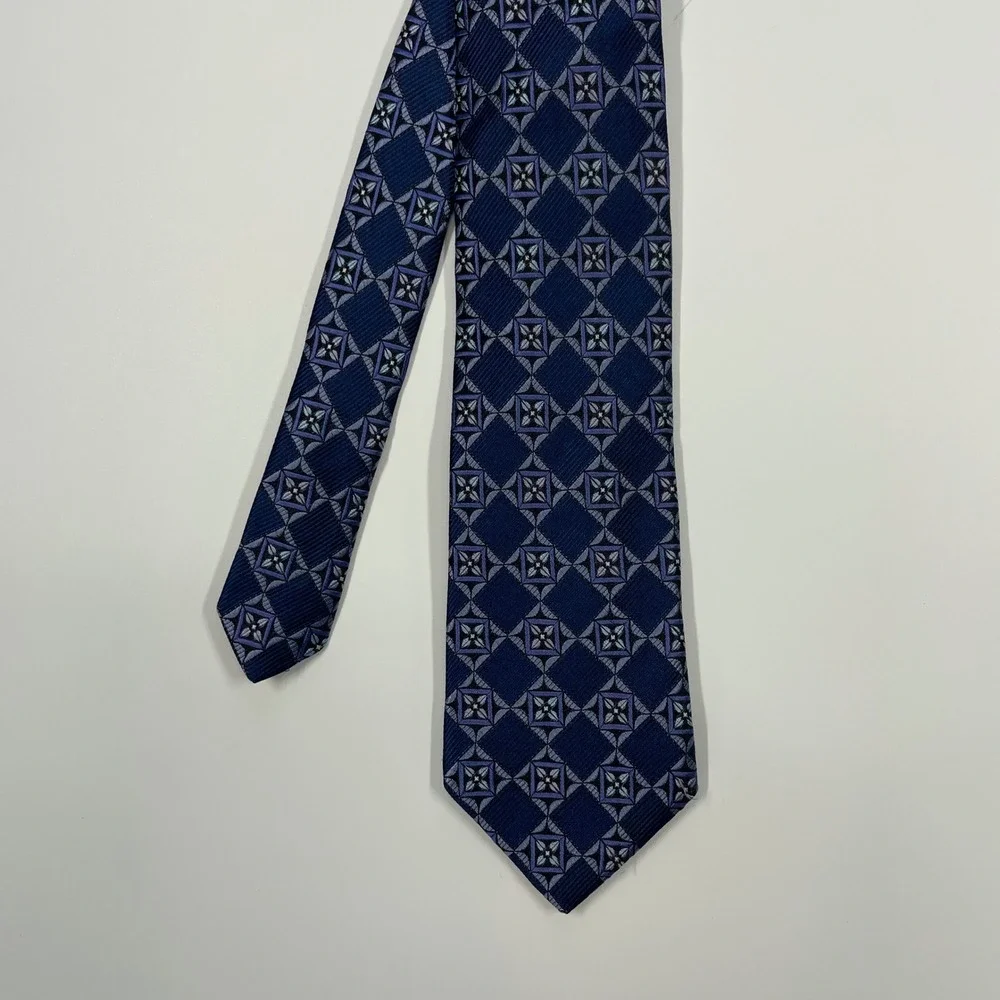 Nordstrom Blue Geometric Diamond Silk Necktie Mens One Size